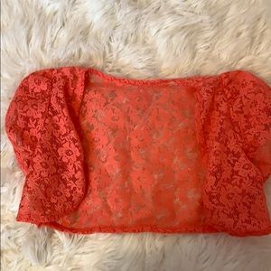 Orange lace cropped jacket